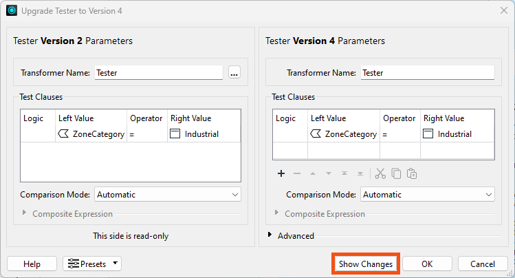 Comparing transformer versions